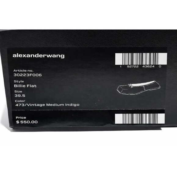 Alexander Wang Billie Flat Womens Size 9 Square Toe Ballet Shoes Indigo Denim - Picture 16 of 16